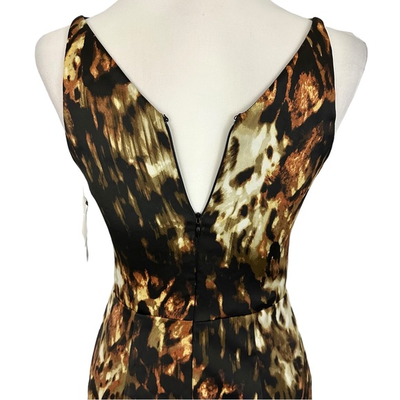 XSCAPE | Animal Print Sleeveless High Low Ruffle Midi Cocktail Dress NWT Sz 4 - Picture 11 of 16